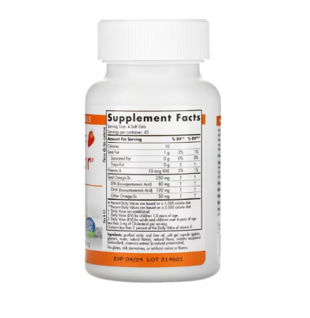 DHA Junior 3+ani Strawberry 180 Soft Gels - Nordic Naturals [1]