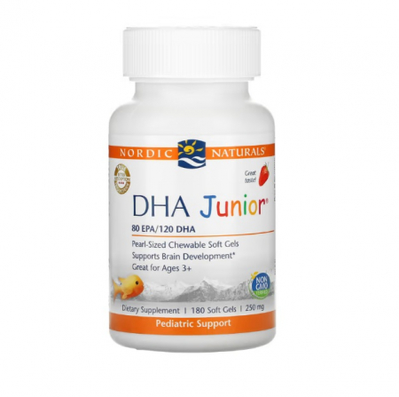 Producatori - DHA Junior 3+ani Strawberry 180 Soft Gels - Nordic Naturals