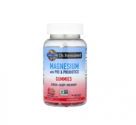 Pentru Digestie - Dr. Formulated Magnesium with Pre & Probiotics Gummies, Raspberry 60 jeleuri - Garden of Life