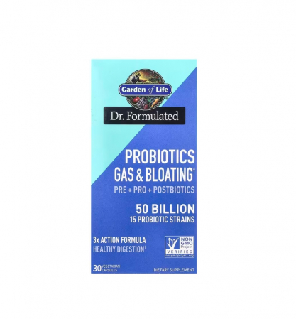 Pentru Digestie - Dr. Formulated Probiotics Gas & Bloating 30 capsule vegetale - Garden of Life