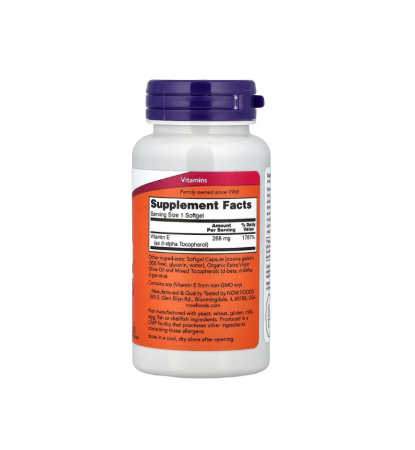 E-400 with Mixed Tocopherols 268mg 100 capsule moi - NOW Foods [1]