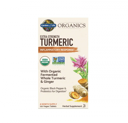 Pentru Digestie - Extra Strength Turmeric Inflammatory Response 120 Tablete - Garden of Life