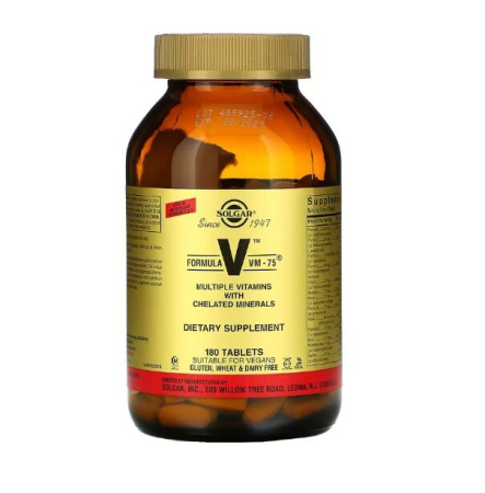 Vitamine & Minerale - Formula V VM-75 Multiple Vitamins with Chelated Minerals 180 tablete - Solgar