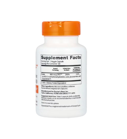 Fully Active Folate 800 with Quatrefolic 800mcg 60 Veggie Caps - Doctor's Best [1]