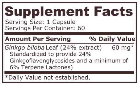 Ginkgo Biloba 60mg 60 capsule - Pure Nutrition [1]