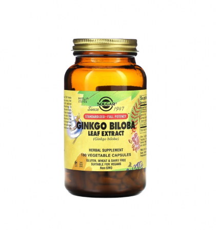 Antioxidanti - Ginkgo Biloba Leaf Extract 180 capsule vegetale - Solgar