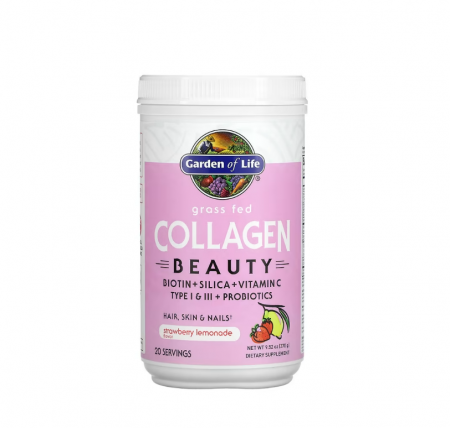Pentru Digestie - Grass Fed Collagen Beauty Strawberry Lemonade 270g - Garden of Life