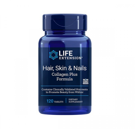 Pentru Femei - Hair Skin & Nails Collagen Plus Formula 120 Tablete - Life Extension