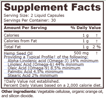 Hemp Seed Oil 500mg 60capsule - Pure Nutrition [1]