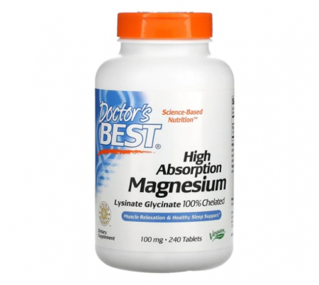 Doctor's Best - High Absorption Magnesium 100mg 240Tablete - Doctor's Best