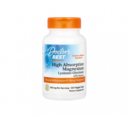 Doctor's Best - High Absorption Magnesium 105mg 120 capsule vegetale - Doctor's Best