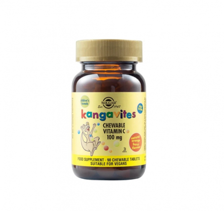 Vitamina C - Kangavites Natural Orange Burst Vitamin C 100mg 90 tablete masticabile - Solgar