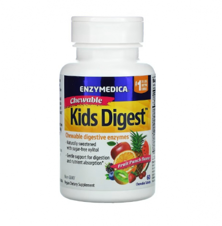 Enzymedica - Kids Digest Chewable Digestive Enzymes Fruit Punch 60 Tablete - Enzymedica