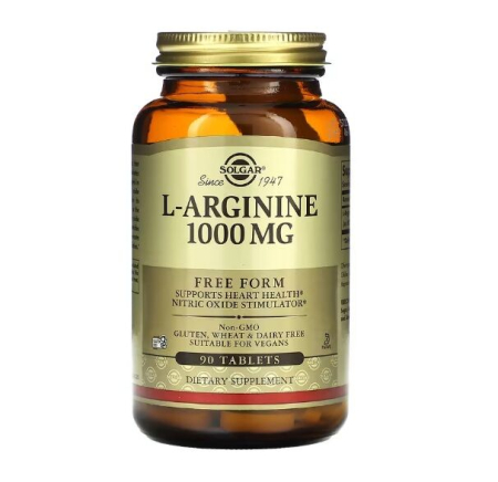 Controlul Greutatii & Sport - L-Arginine Free Form 1000mg 90 Tablete - Solgar