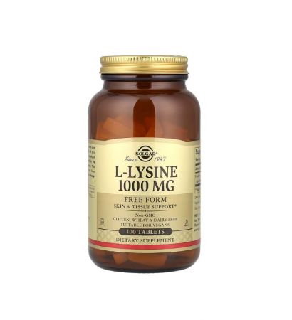Amino Acizi - L-Lysine 1000mg (Free Form) 100 tablete - Solgar