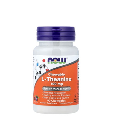 Vitamina B - L-Theanine 100 mg With Inositol and Taurine 90 capsule masticabile - NOW Foods