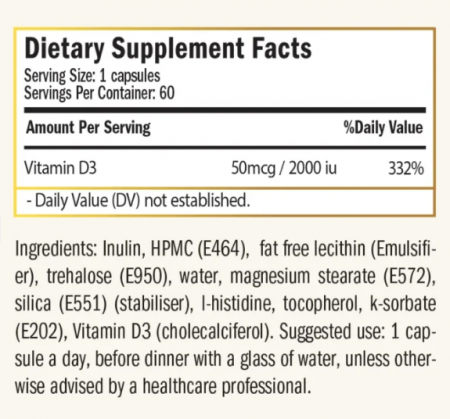 Liposomal Vitamin D3 2000 IU 60 capsule - Purovitalis [1]