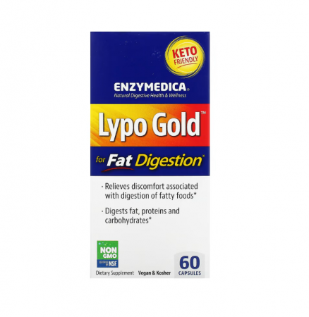 Enzymedica - Lypo Gold pt. digestia alimentelor grase 60 capsule - Enzymedica