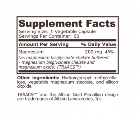 Magnesium Bisglycinate 200 mg 60 capsule vegetale - Pure Nutrition [1]