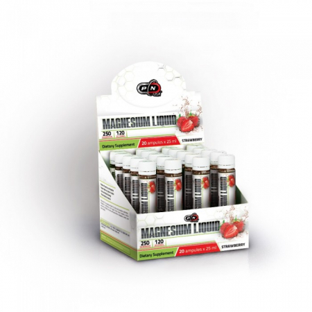 Vitamine & Minerale - Magnesium Liquid + Vitamin C, Capsuni, 20 fiole x 25 ml. - Pure Nutrition
