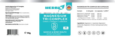 Magneziu Triplu Complex 90 Capsule - Herbix [1]