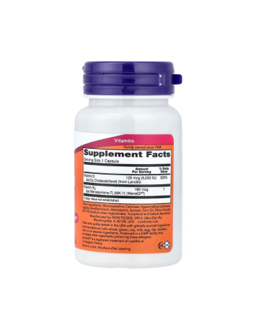 Mega D-3 & MK-7 180 mcg (5,000 IU) 60 capsule - NOW Foods [1]