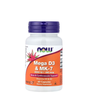 Vitamina D - Mega D-3 & MK-7 180 mcg (5,000 IU) 60 capsule - NOW Foods