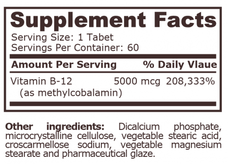 Methyl B-12 5000mcg 60 tablete - Pure Nutrition USA [1]