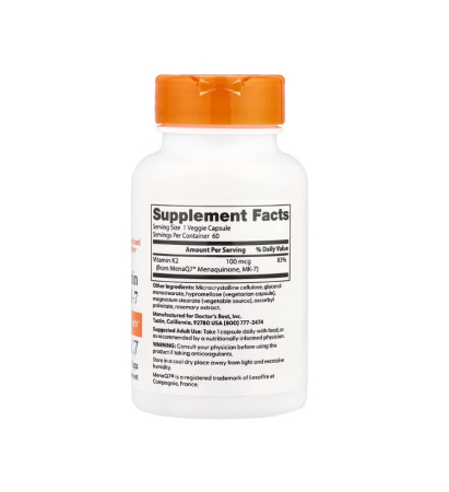 Natural Vitamin K2 MK-7 with MenaQ7 100mcg 60 Capsule - Doctor's Best [1]