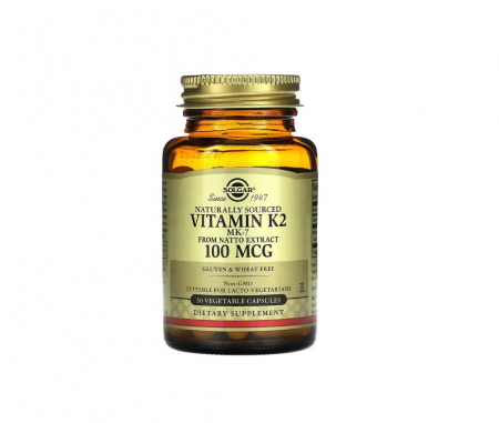 Vitamina K - Naturally Sourced Vitamin K2 MK-7 from Natto Extract 100 mcg 50 capsule vegetale - Solgar