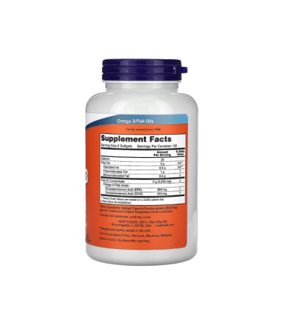 Omega-3 Fish Oil Moleculary Distilled 200 capsule moi - NOW Foods [1]