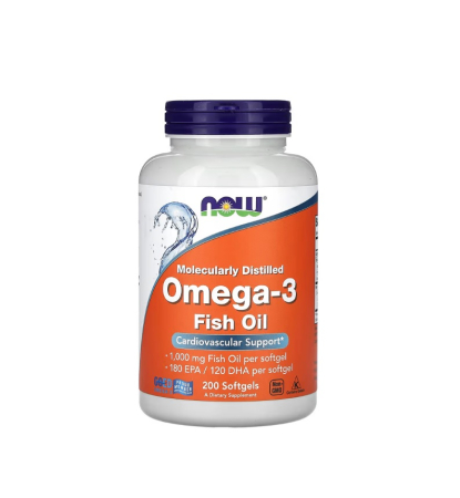 NOW Foods - Omega-3 Fish Oil Moleculary Distilled 200 capsule moi - NOW Foods