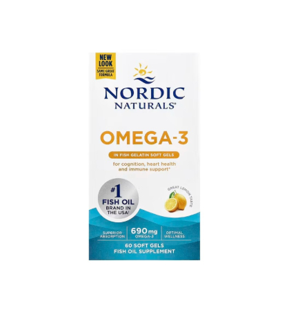 Omega & Ulei De Peste - Omega-3 Lemon 690mg 60 Fish Gelatin Soft Gels - Nordic Naturals