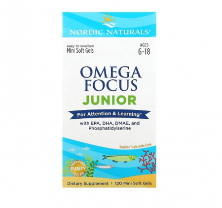 Producatori - Omega Focus Junior 6-18 ani 120 Mini Soft Gels - Nordic Naturals