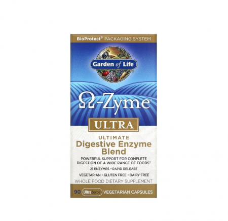 Probiotice & Prebiotice - Omega Zyme Ultra Ultimate Digestive Enzyme Blend 90 Capsule - Garden of Life