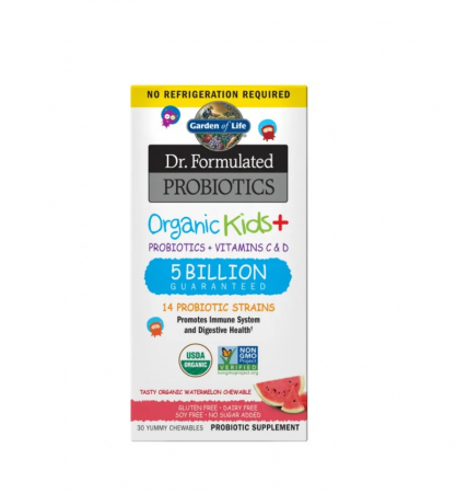 Vitamina C - Organic Kids + Dr. Formulated Probiotics Watermelon Chewable 30 Capsule masticabile - Garden of Life