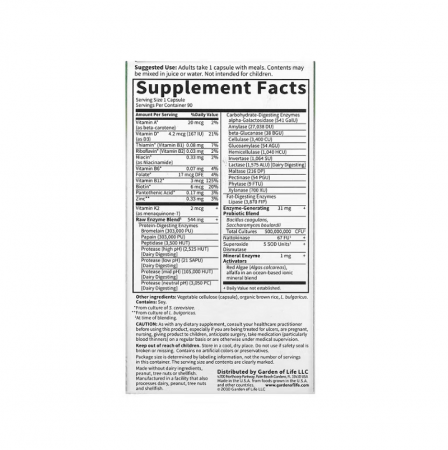 RAW Enzymes Women 90 capsule - Garden of Life [1]