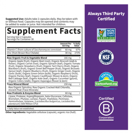 RAW Zinc Vitamin Code 60 Capsule - Garden of Life [1]