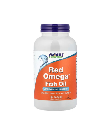 Omega & Ulei De Peste - Red Omega, Red Yeast Rice with CoQ10 30 mg 180 capsule moi - NOW Foods