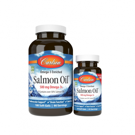 Carlson - Salmon Oil 500mg Omega-3s 180 + 50 capsule moi - Carlson