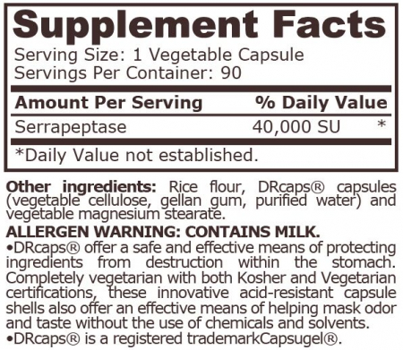 Serrapeptase 40.000 SU 90 capsule vegetale - Pure Nutrition [1]