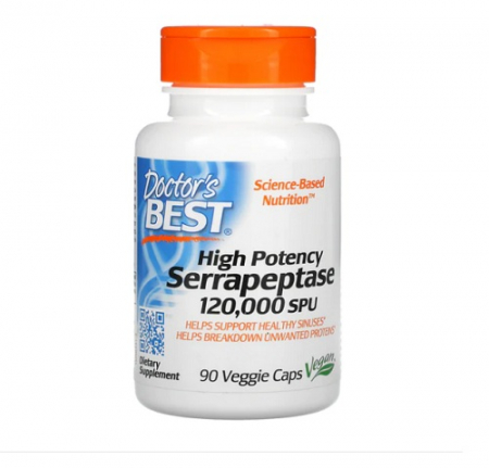 Doctor's Best - Serrapeptase High Potency 120.000 SPU 90 Capsule - Doctor's Best