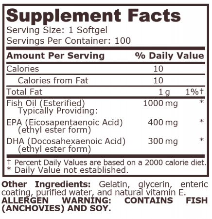 Super Omega 3 1000mg 400EPA / 300DHA 100 capsule - Pure Nutrition [1]