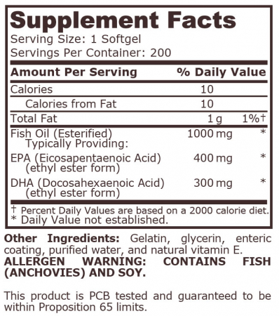 Super Omega 3 1000mg 400EPA / 300DHA 200 capsule - Pure Nutrition [1]