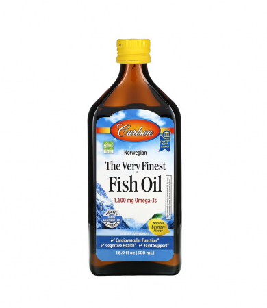 Carlson - The Very Finest Fish Oil Lemon Flavor 1.600mg Omega-3 500ml - Carlson