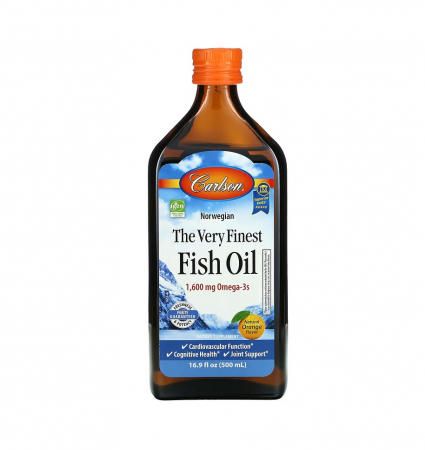 Carlson - The Very Finest Fish Oil Orange Flavor 1.600mg Omega-3 500ml - Carlson