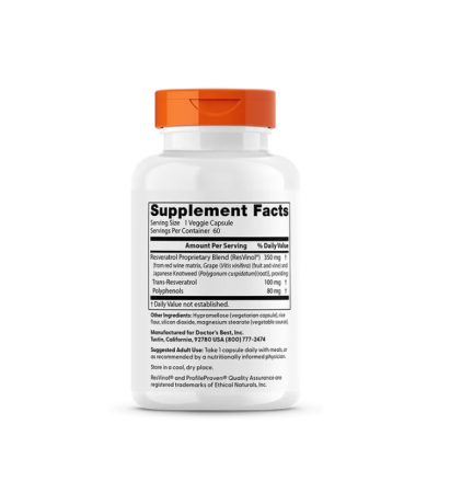 Trans-Resveratrol 100 with ResVinol 100mg 60 Capsule - Doctor's Best [1]