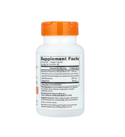 Trans-Resveratrol 200 with Resvinol 200mg 60 Capsule - Doctor's Best [1]