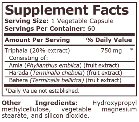 Triphala Extract 750 mg 60 capsule - Pure Nutrition [1]