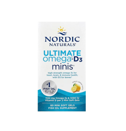 Omega & Ulei De Peste - Ultimate Omega-D3 Minis, Lemon 60 capsule - Nordic Naturals